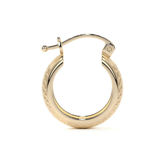 Diamond Hoop Earrings 10k Gold Honeycomb Style Bangle, 6mm