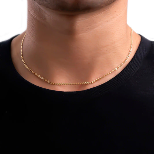 Cadena Italiana De 14k, Estilo Cubana, Calibre 2mm, De 45 Cm