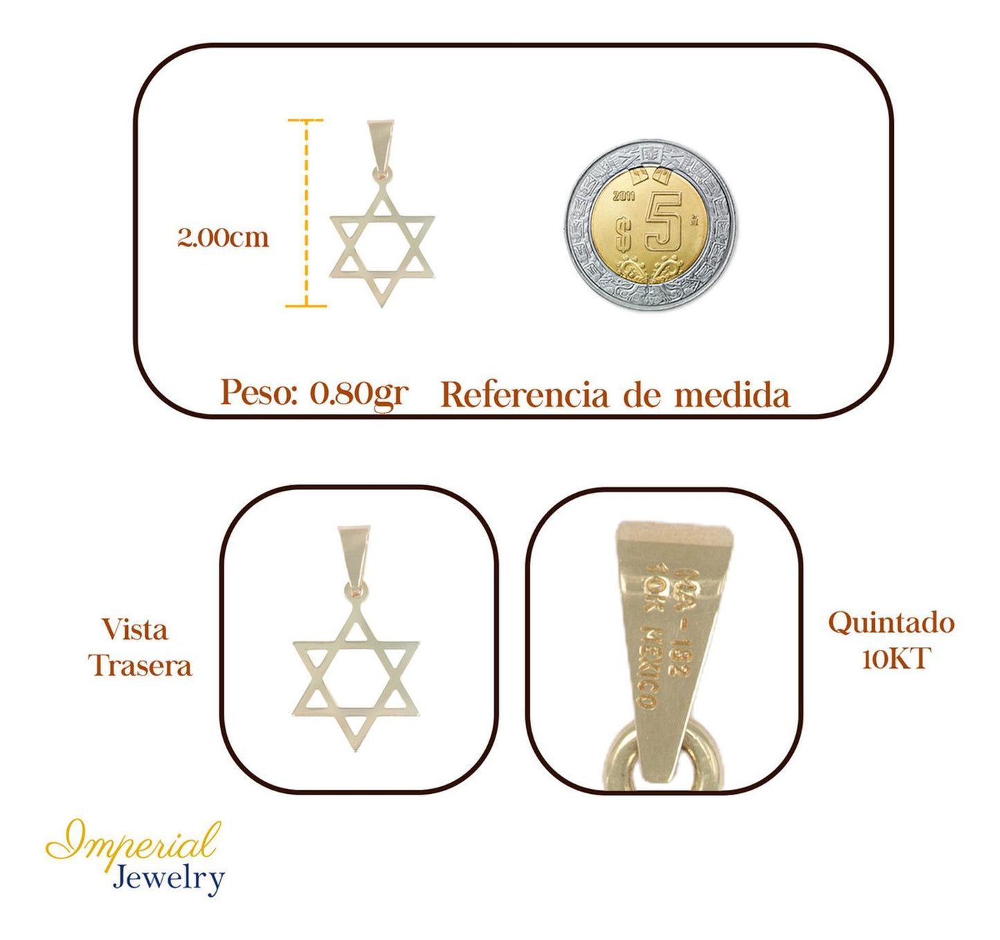 Collar Para Mujer De Oro De 10k De La Estrella De David