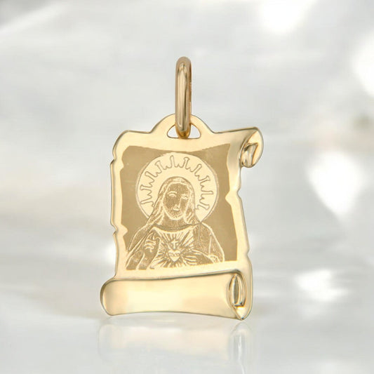 14k Gold Laser Medal with Sacred Heart of Jesus