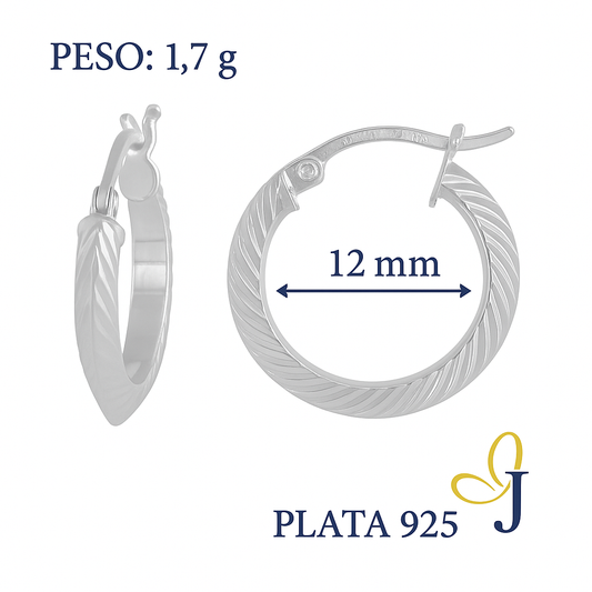 12mm Diamond Cut Triangular Tube Earring in 925 Sterling Silver