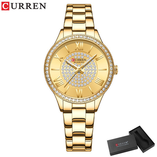 CURREN Relojes Para Mujer De La Marca Original Moda Casual Deportes Cuarzo Acero Inoxidable Impermeable 9084