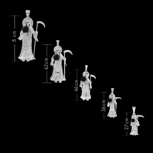 925 Sterling Silver Santa Muerte Pendant 6.2cm