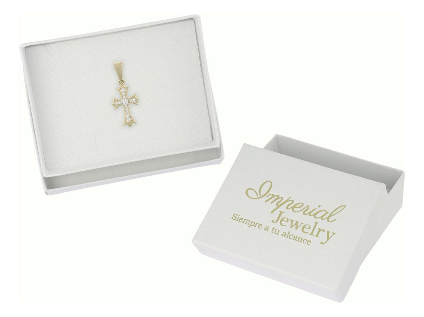 Dije En Figura De Cruz De Zirconias En Oro 10k 1.30 Gr