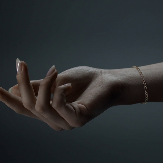 10K Gold Figaro Style Italian Slave Bracelet | Elegant Fine Jewelry Bracelet