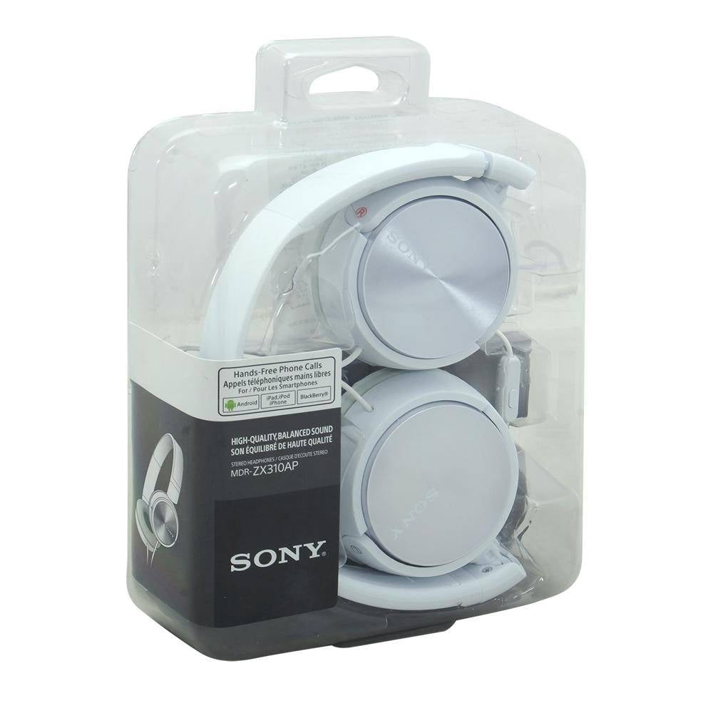 Sony MDR-ZX310AP Foldable On-Ear Headphones, White, 1 Piece