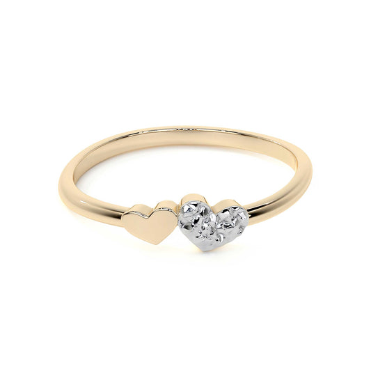 10k Gold Ring with Rhodium Plated Heart