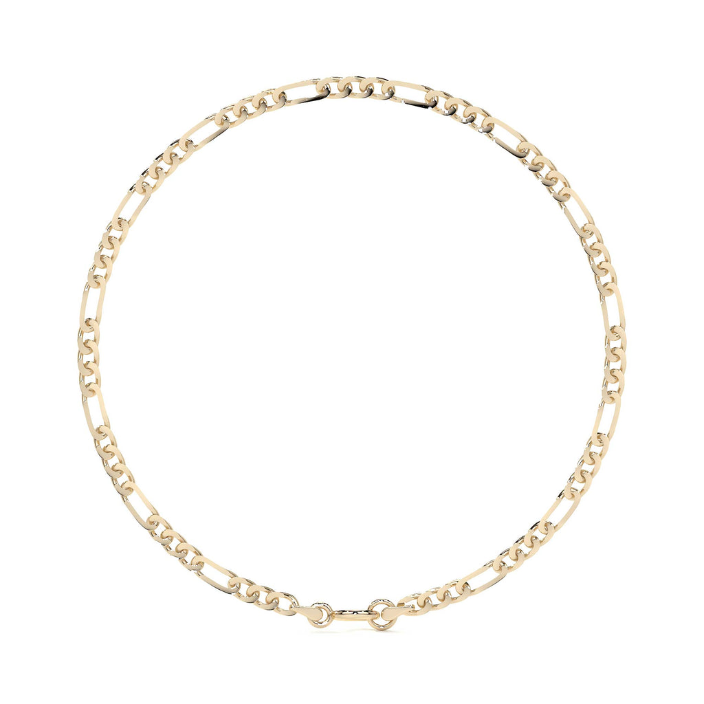 Italian Figaro Bracelet 3x1 Hollow Caliber 2.6 mm