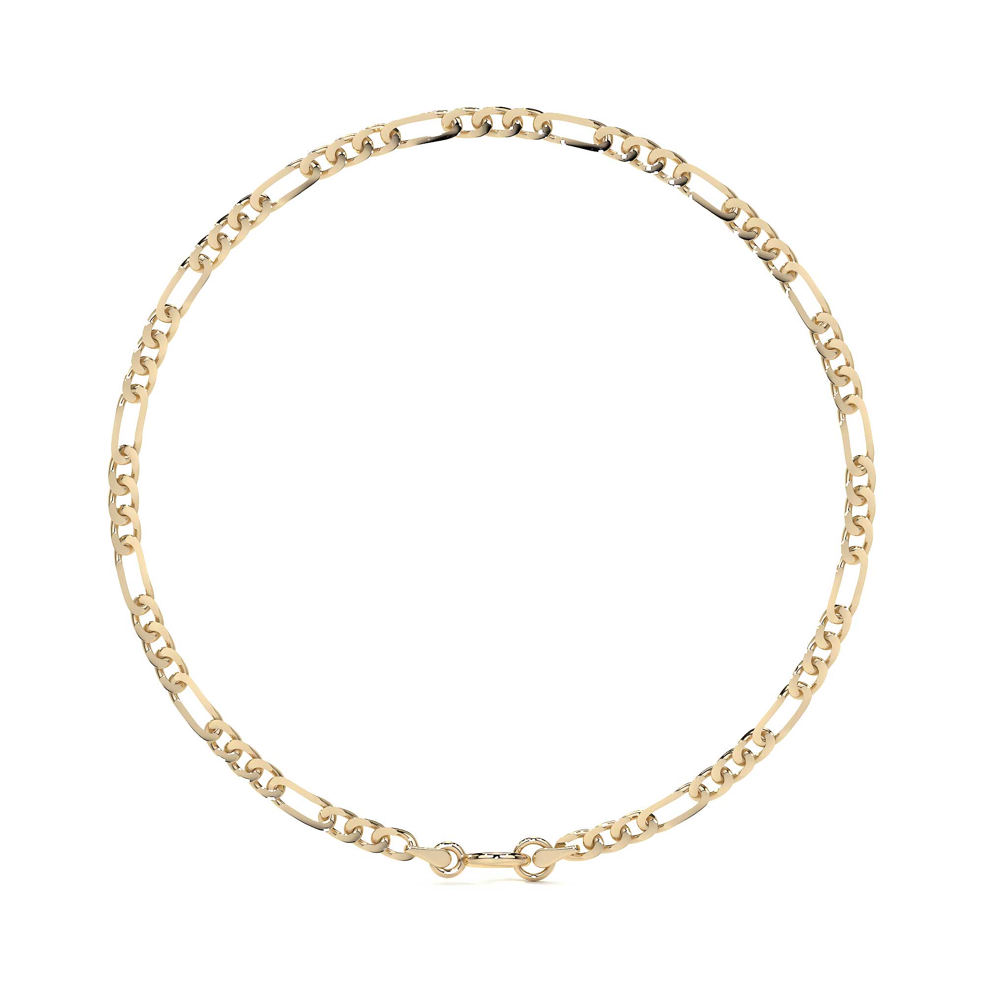 Italian Figaro Bracelet 3x1 Hollow Caliber 2.6 mm