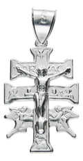 Slim Caravaca Cross Pendant in .925 Sterling Silver, Taxco, Guerrero, White