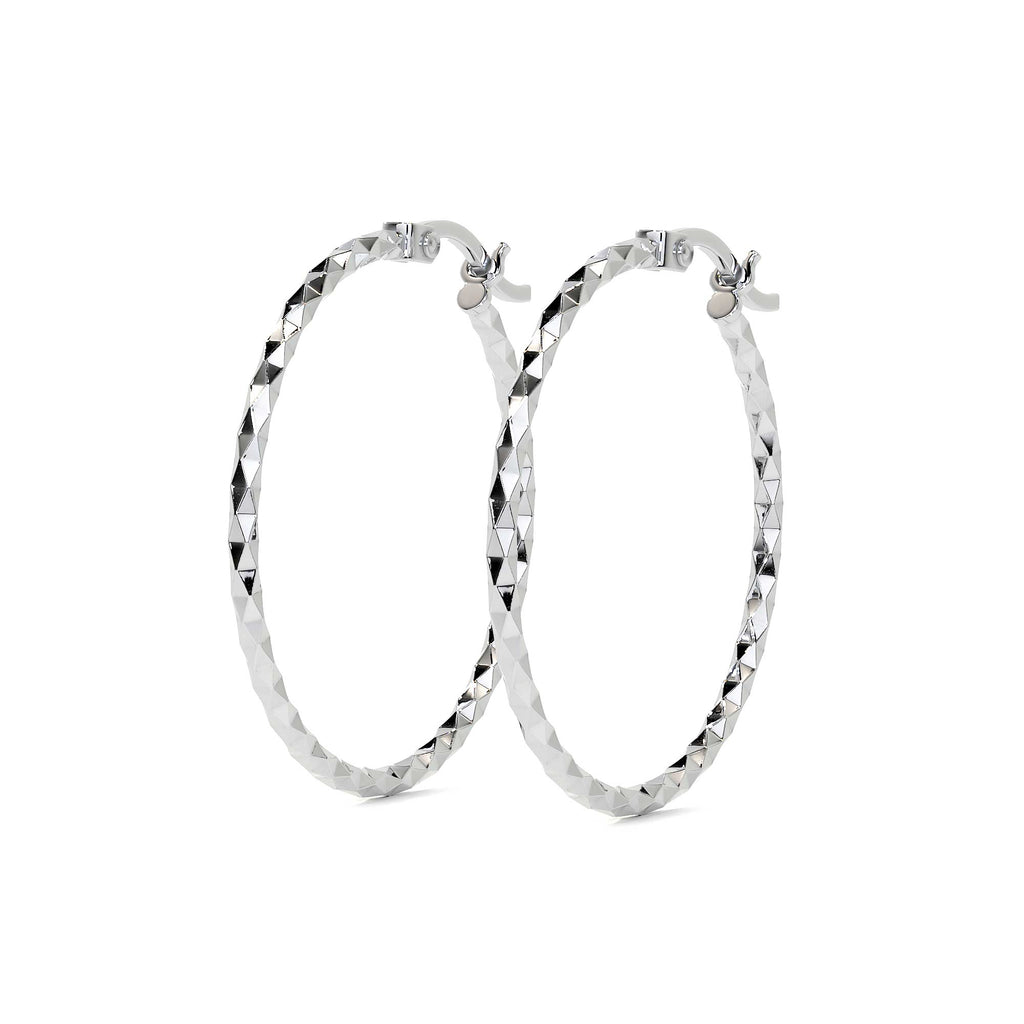 925 Sterling Silver Diamond Hoop Earrings for Women with Confetti