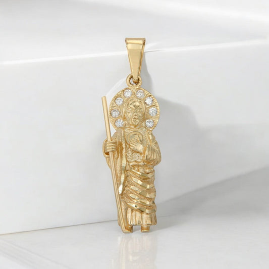 Saint Jude Pendant in 10k Gold with Zircon Stone