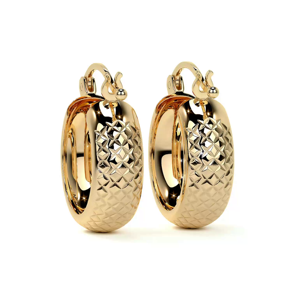 Arracada Diamantada Bangle De Oro 10k Estilo Panal, 6mm