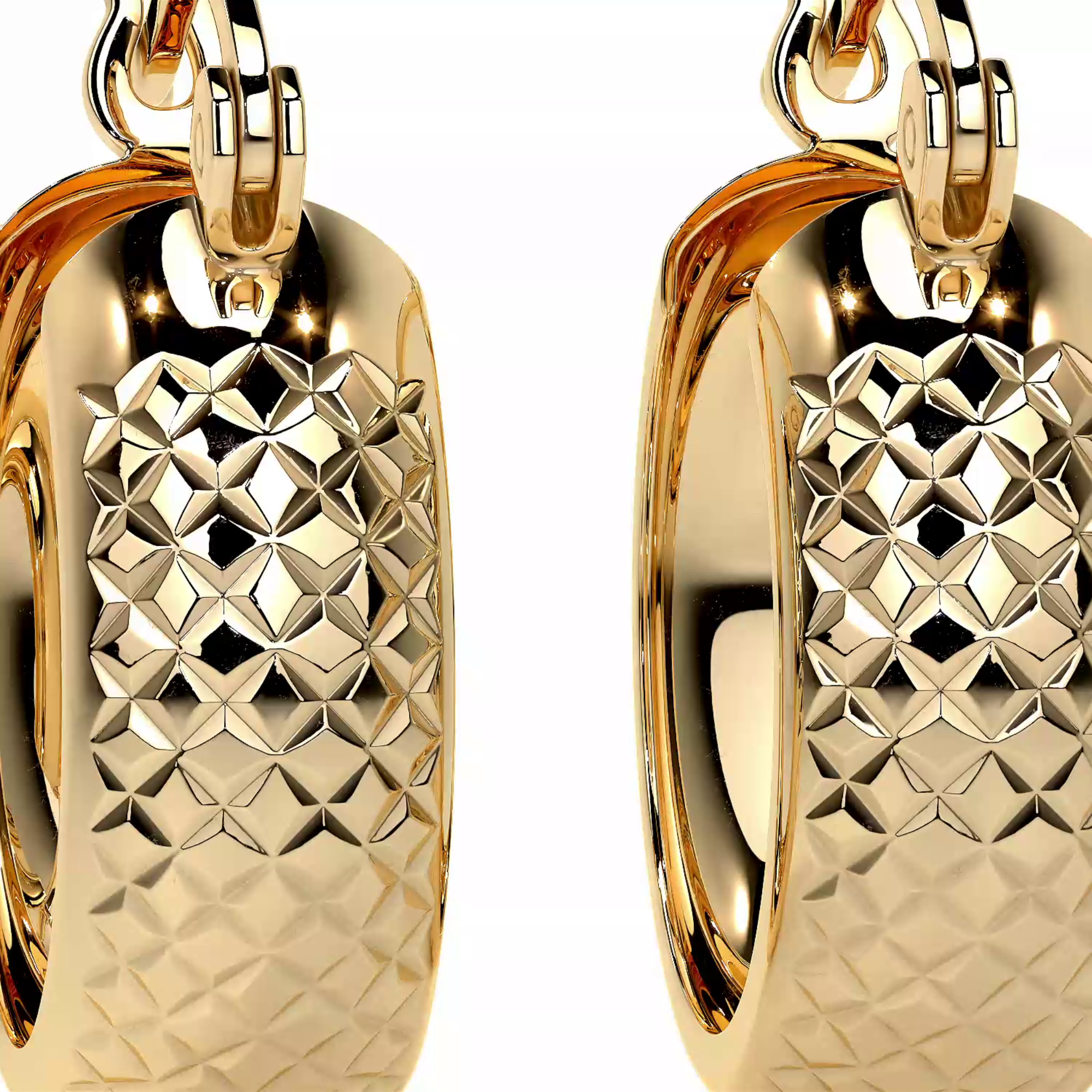 Arracada Diamantada Bangle De Oro 10k Estilo Panal, 6mm