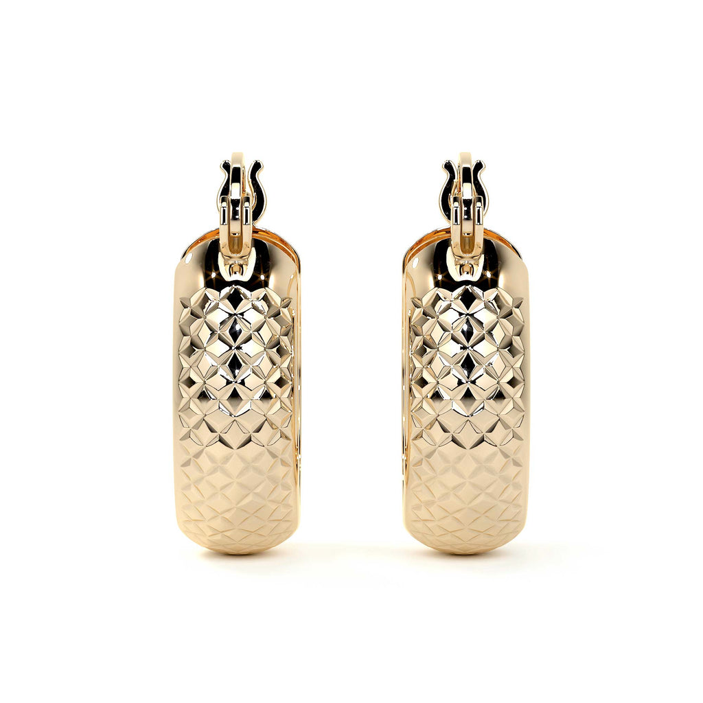 Arracada Diamantada Bangle De Oro 10k Estilo Panal, 6mm