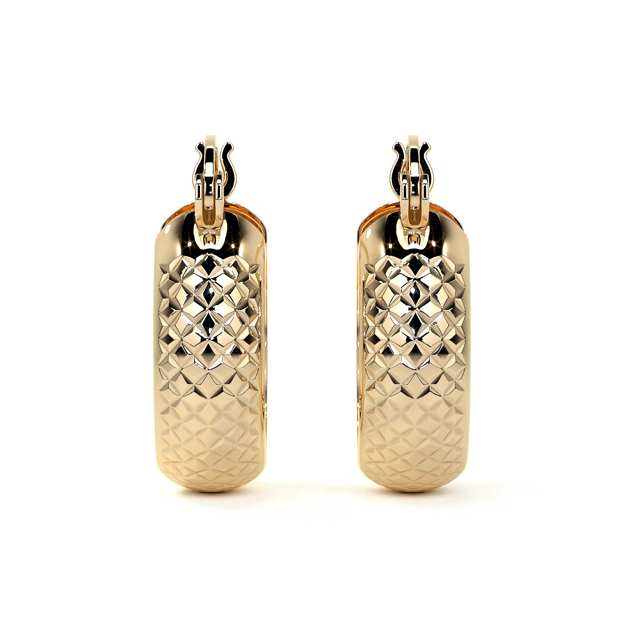 Arracada Diamantada Bangle De Oro 10k Estilo Panal, 6mm