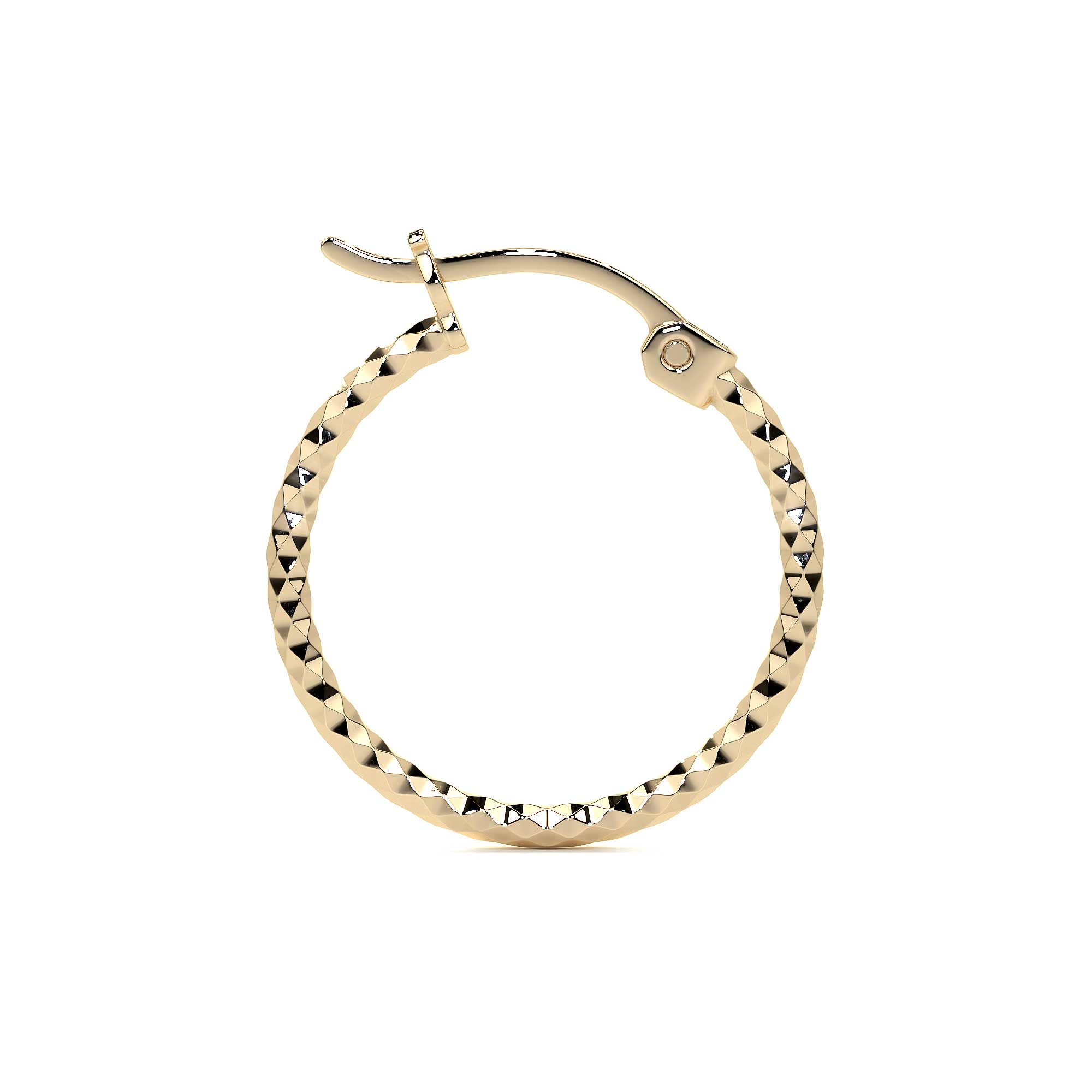 14k Gold Hoop Earrings with Diamond Honeycomb Style