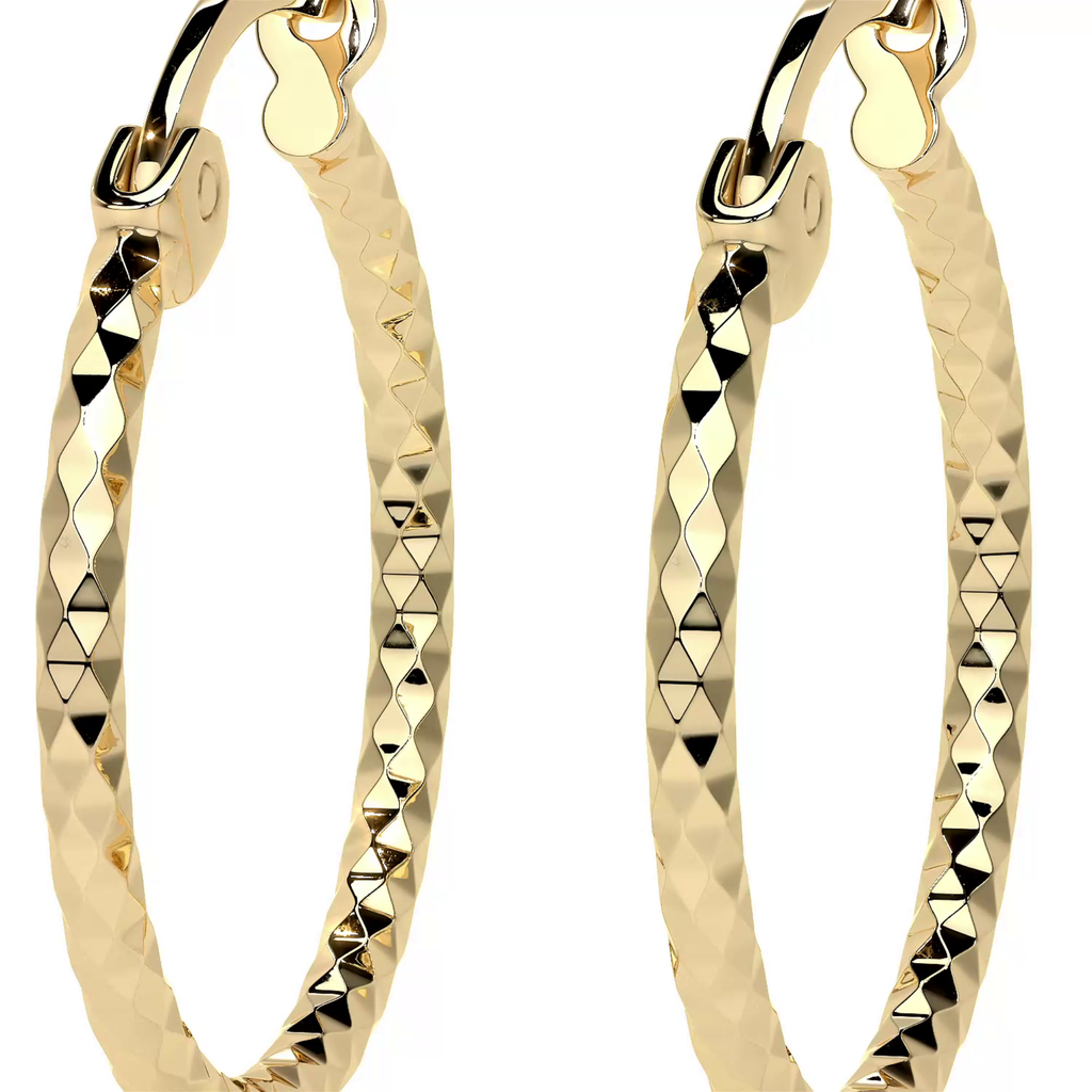 Arete Arracada De Oro 14k Con Diamantado Estilo Panal