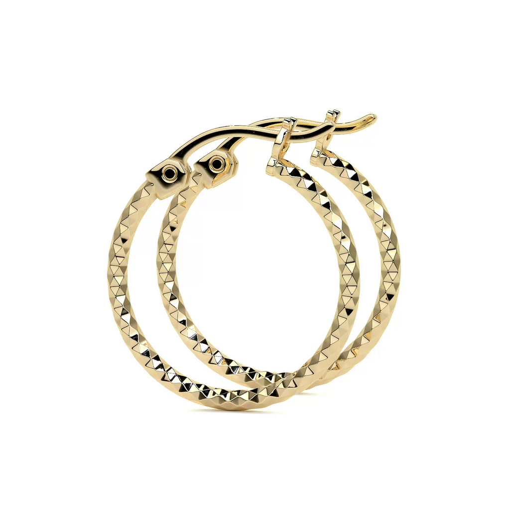 Arete Arracada De Oro 14k Con Diamantado Estilo Panal