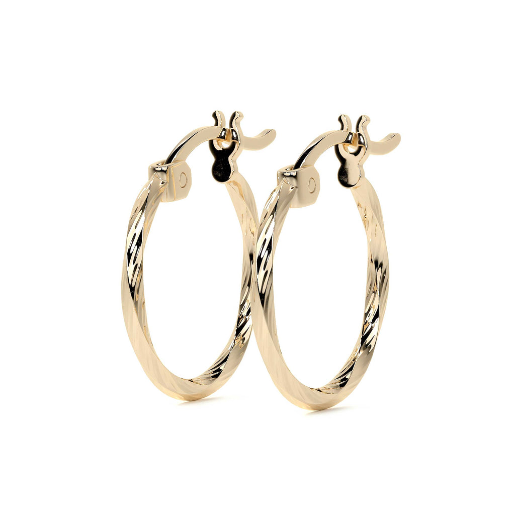 Arete Arracada De Oro De 14k Diamantada Estilo Torsal