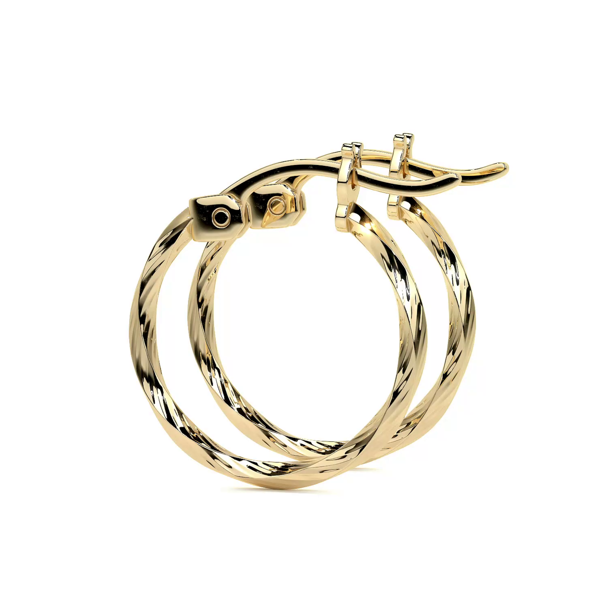 Arete Arracada De Oro De 10k Diamantada Estilo Torsal