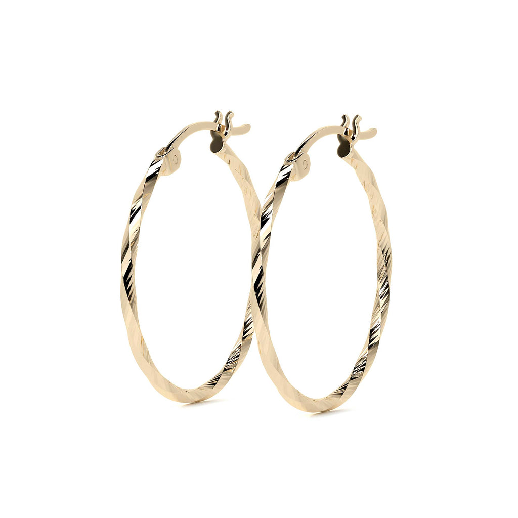 Arete Arracada De Oro De 14k Diamantada Estilo Torsal