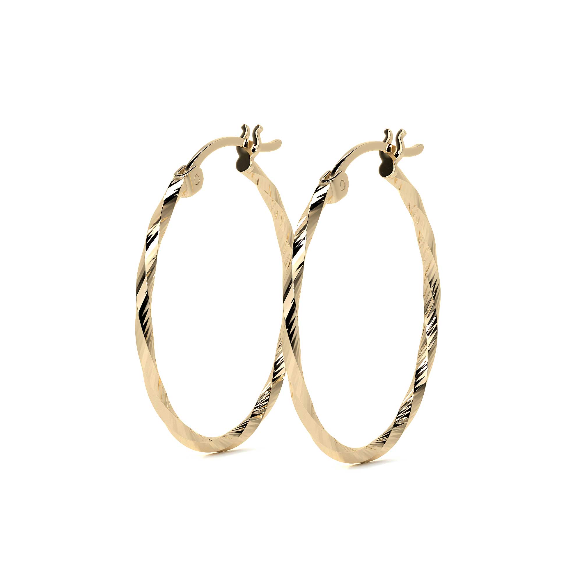 Arete Arracada De Oro De 10k Diamantada Estilo Torsal