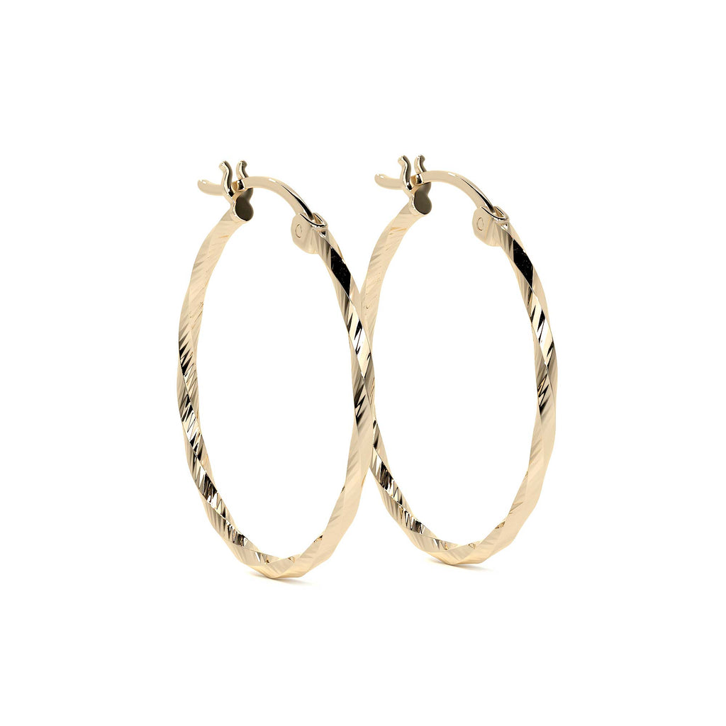 Arete Arracada De Oro De 10k Diamantada Estilo Torsal