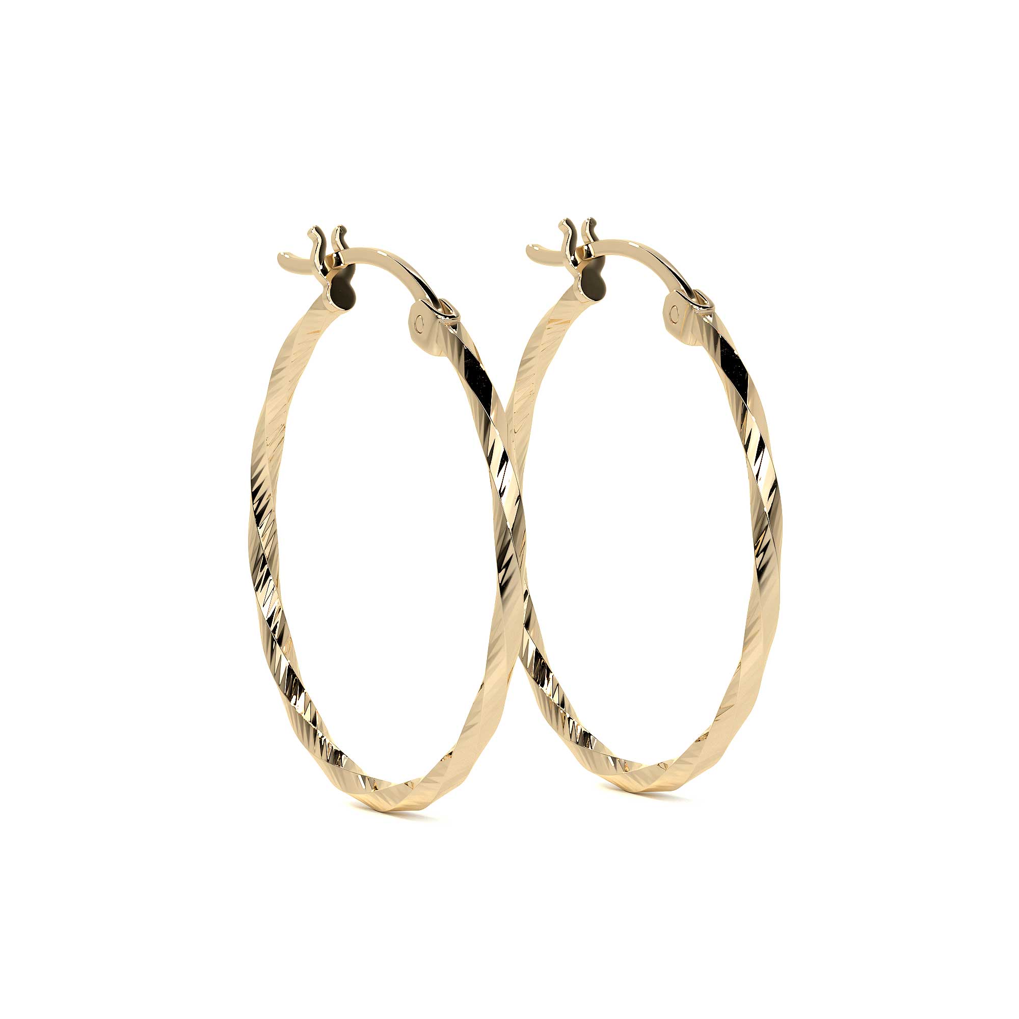 Arete Arracada De Oro De 10k Diamantada Estilo Torsal