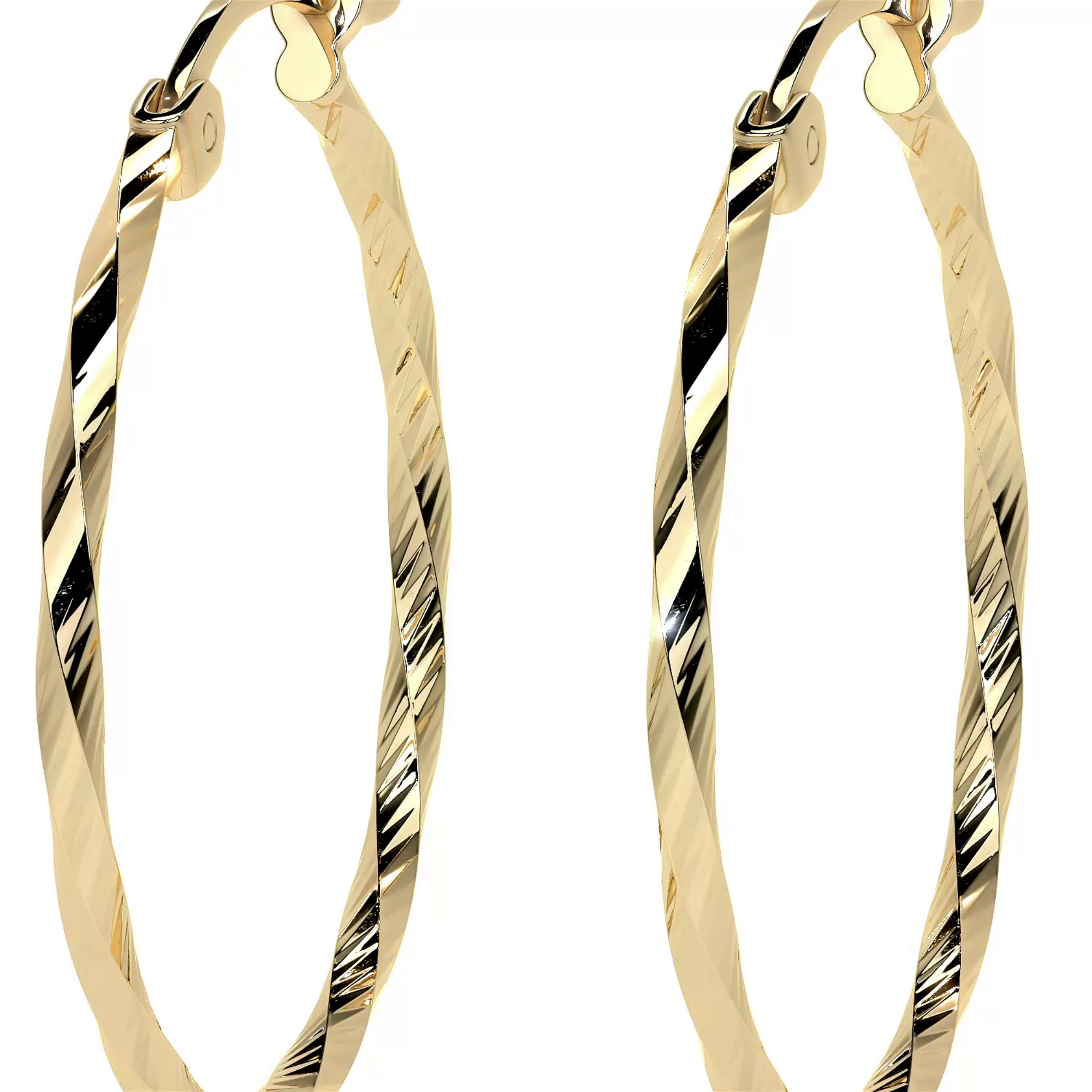 Arete Arracada De Oro De 14k Diamantada Estilo Torsal