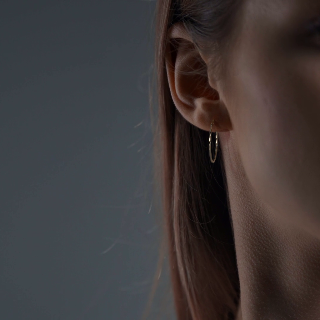 Arete Arracada De Oro De 10k Diamantada Estilo Torsal