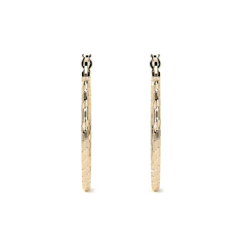 Domino Style 10k Gold Diamond Hoop Earring