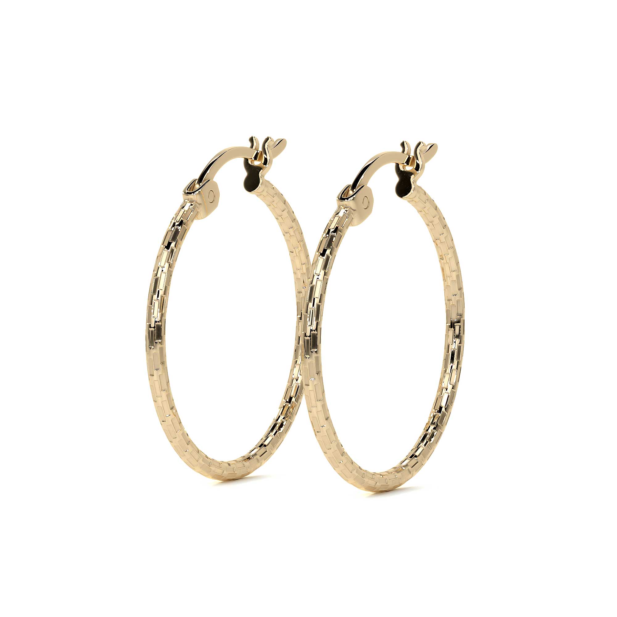 Domino Style 10k Gold Diamond Hoop Earring