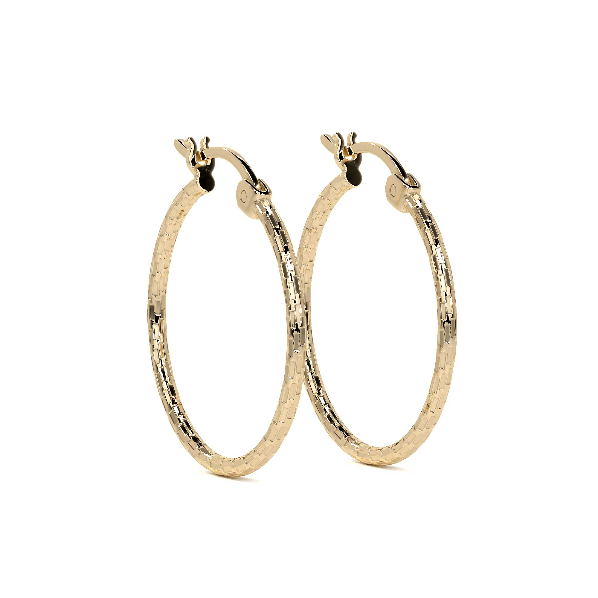 Domino Style 10k Gold Diamond Hoop Earring