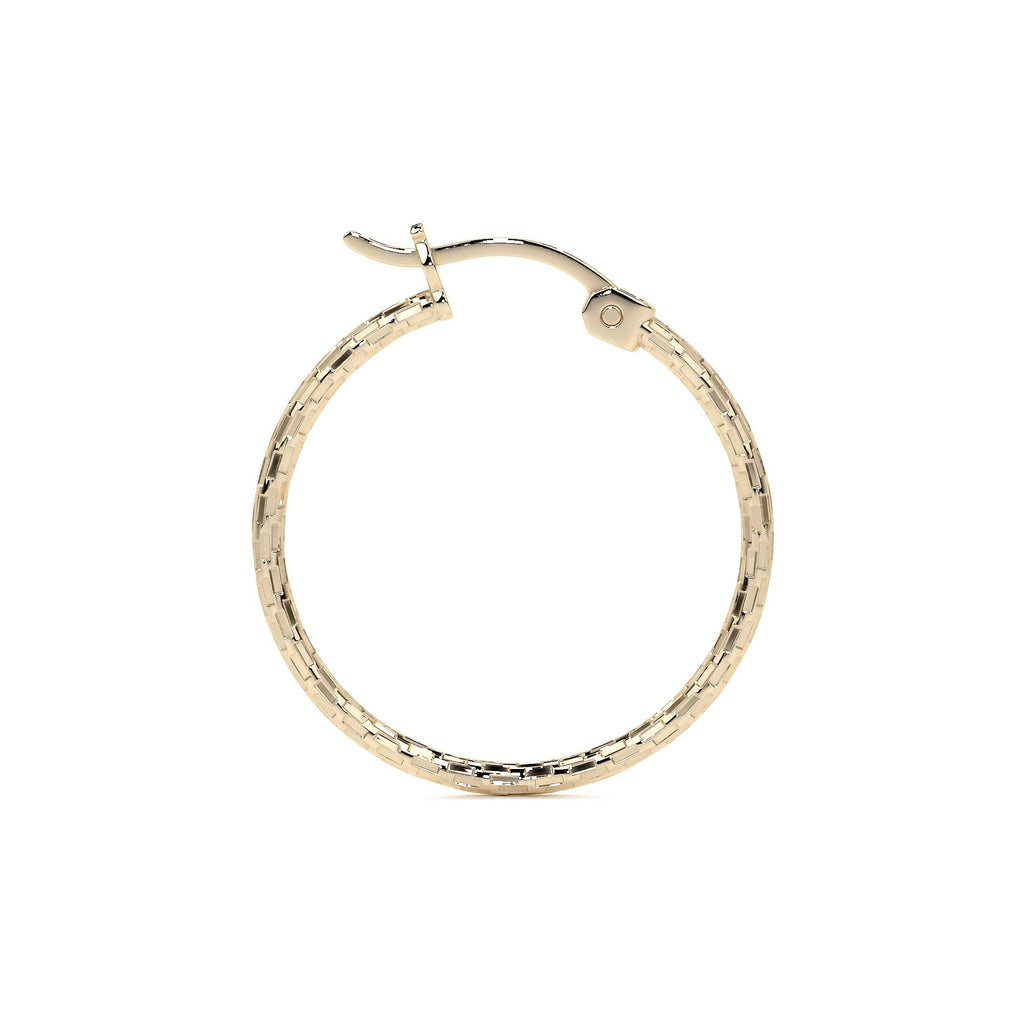 Domino Style 10k Gold Diamond Hoop Earring