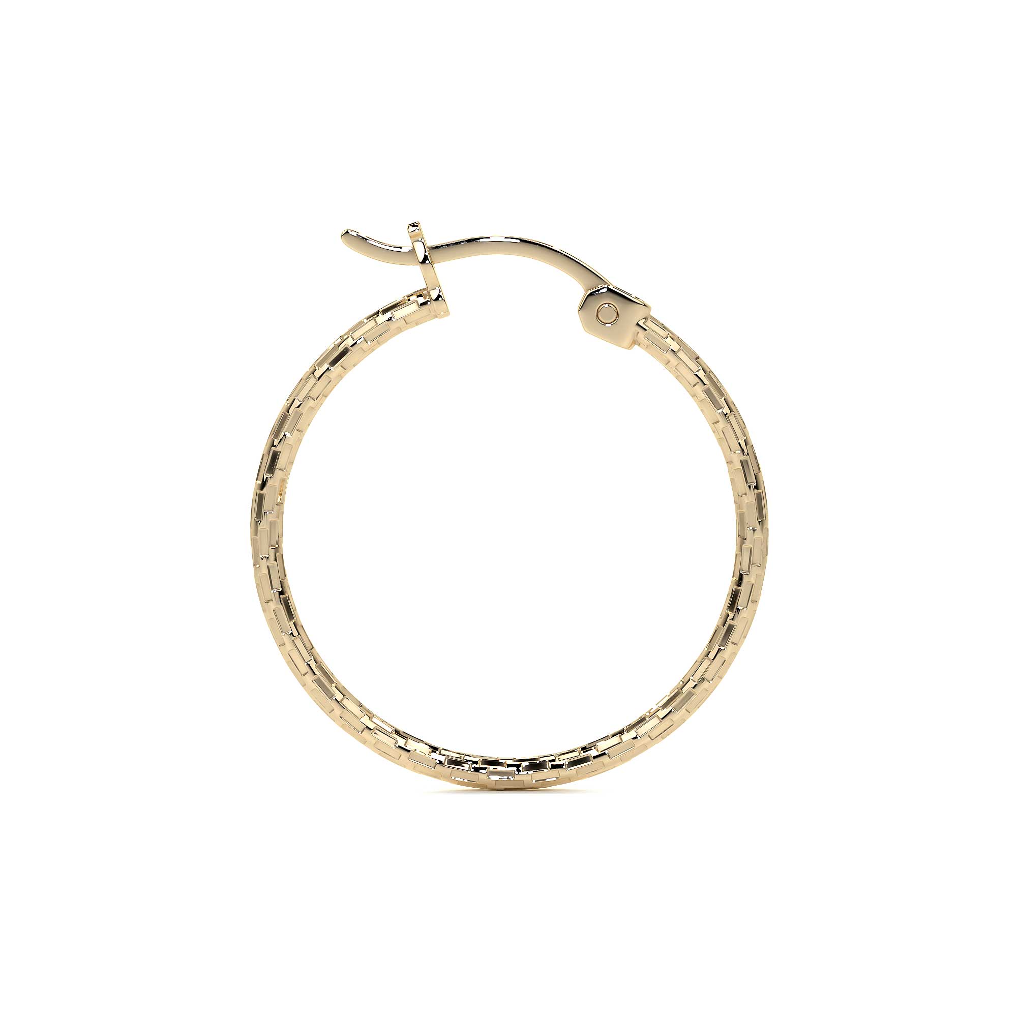 Domino Style 14k Gold Diamond Hoop Earring