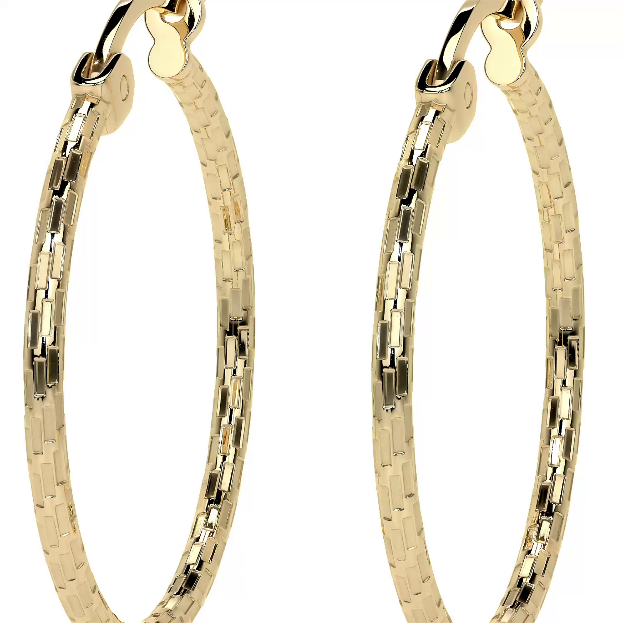 Domino Style 10k Gold Diamond Hoop Earring