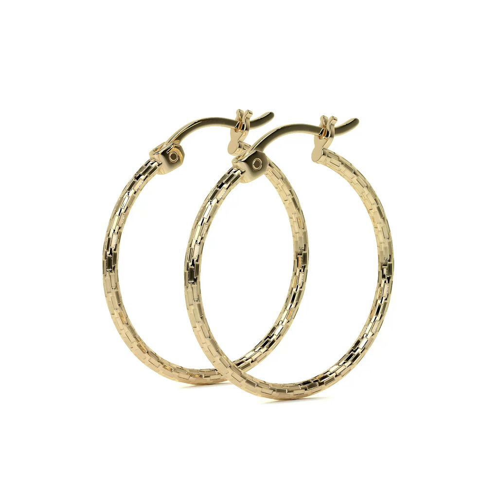 Domino Style 10k Gold Diamond Hoop Earring