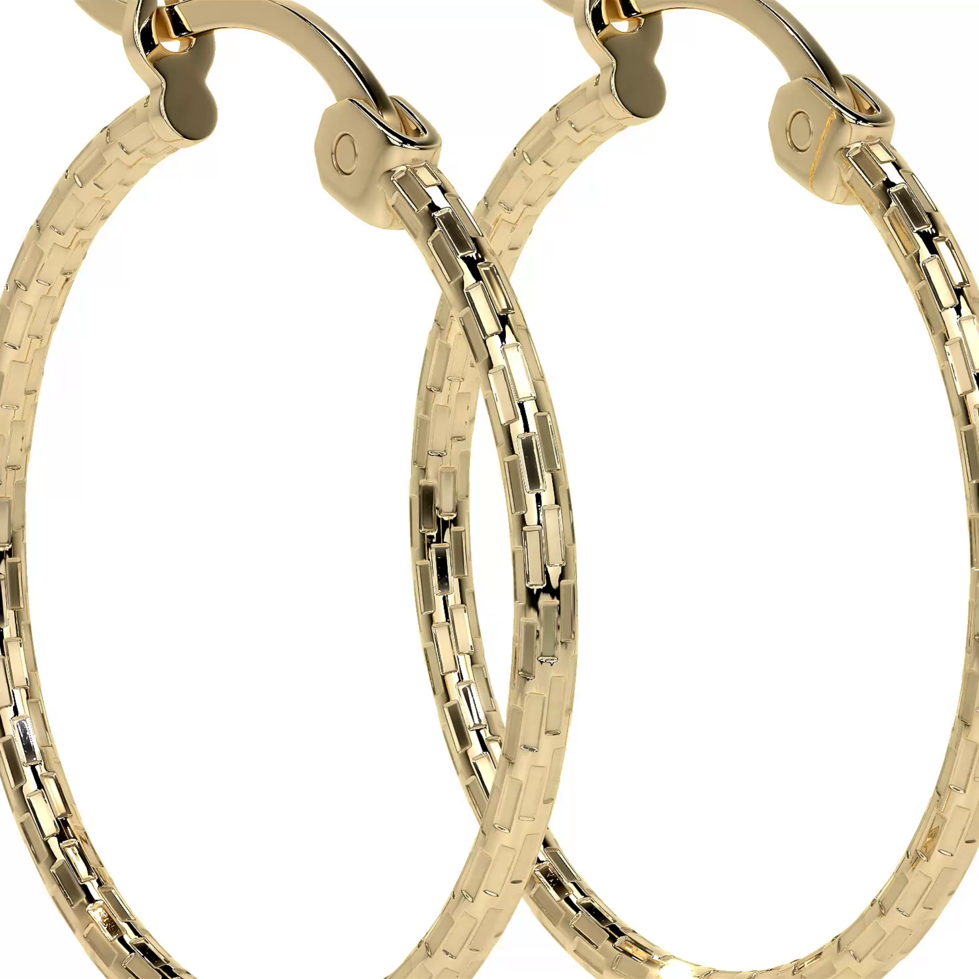 Domino Style 10k Gold Diamond Hoop Earring