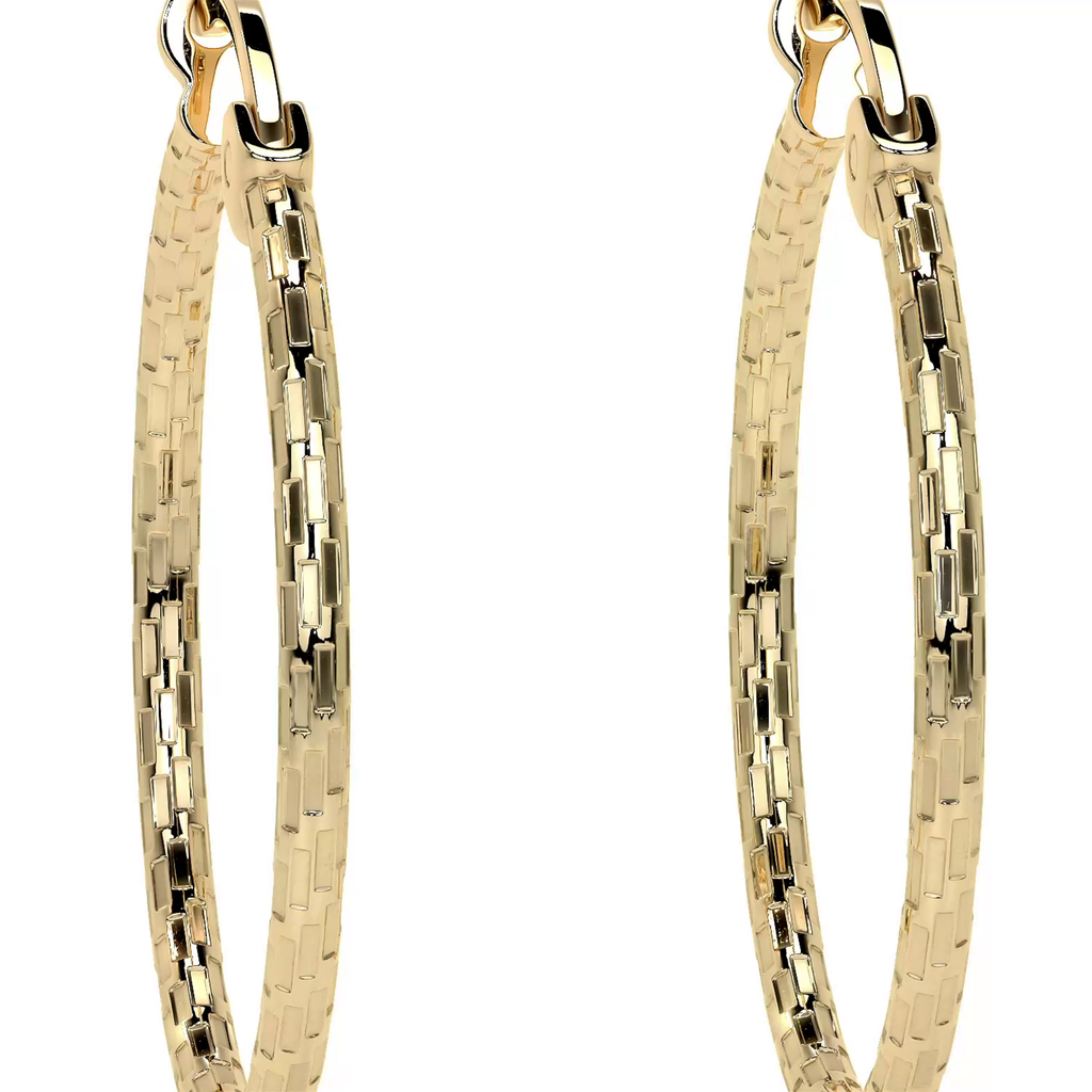 Domino Style 10k Gold Diamond Hoop Earring