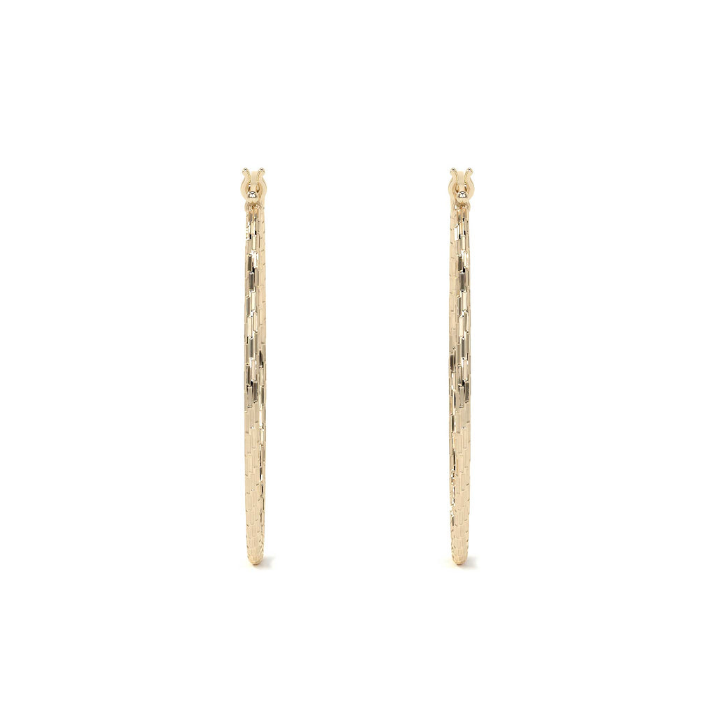 Domino Style 10k Gold Diamond Hoop Earring