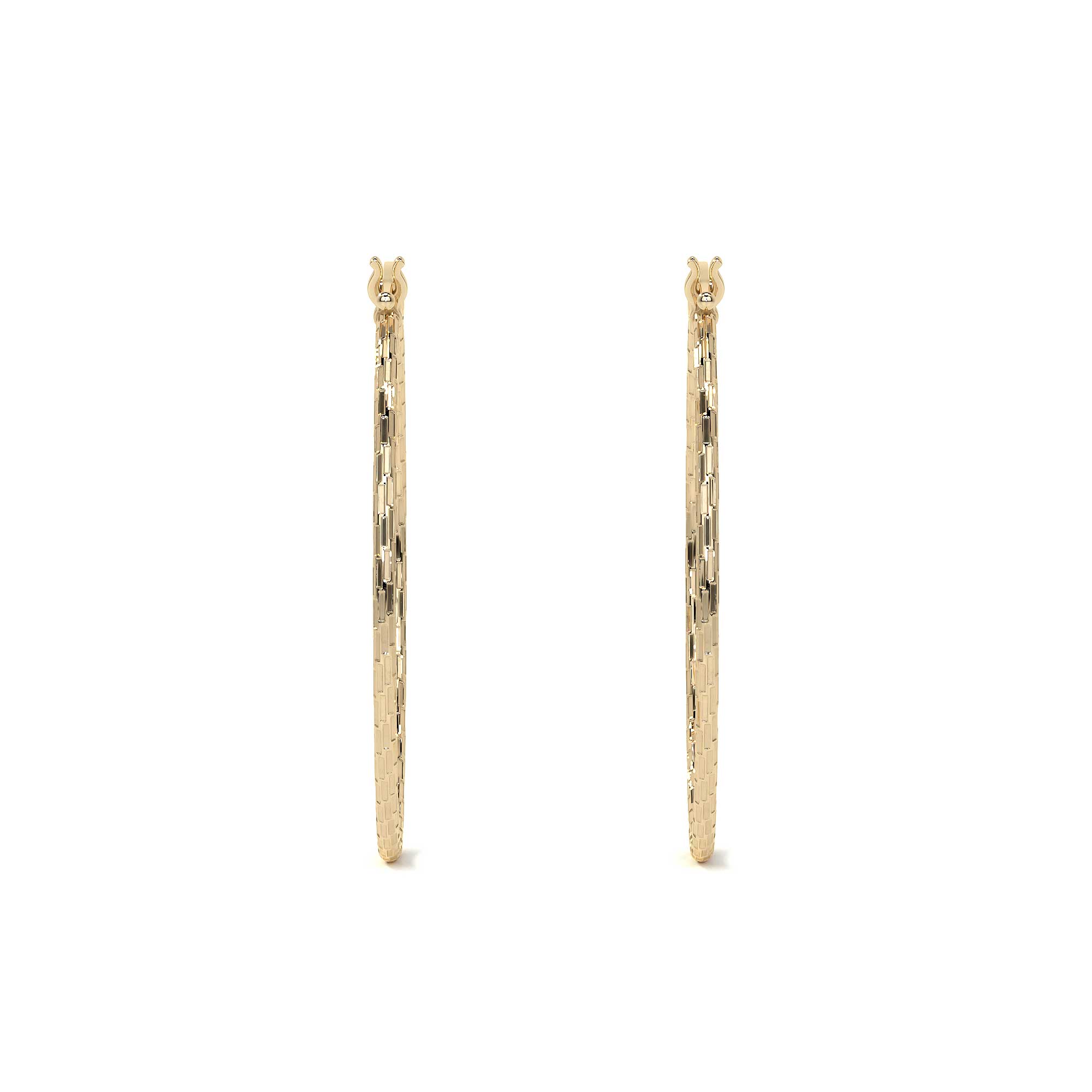 Domino Style 10k Gold Diamond Hoop Earring