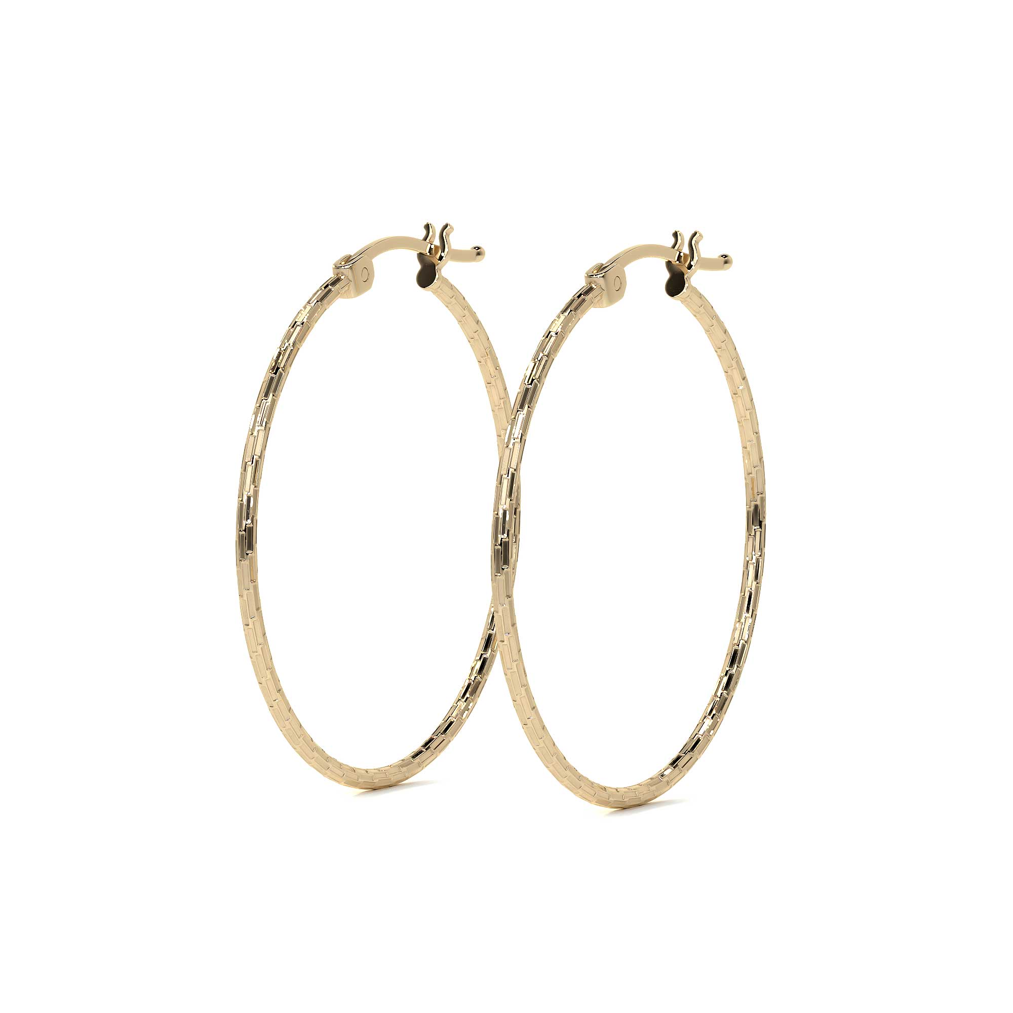 Domino Style 10k Gold Diamond Hoop Earring