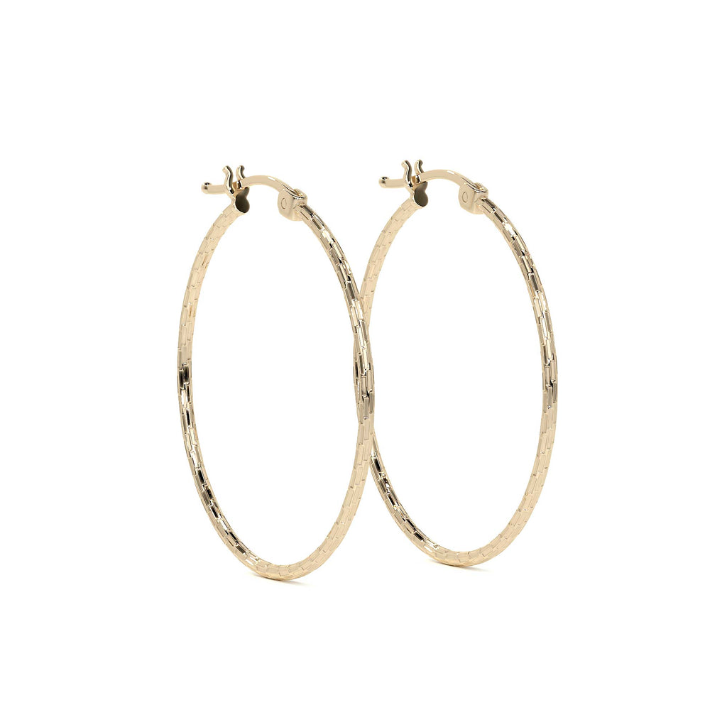 Domino Style 10k Gold Diamond Hoop Earring