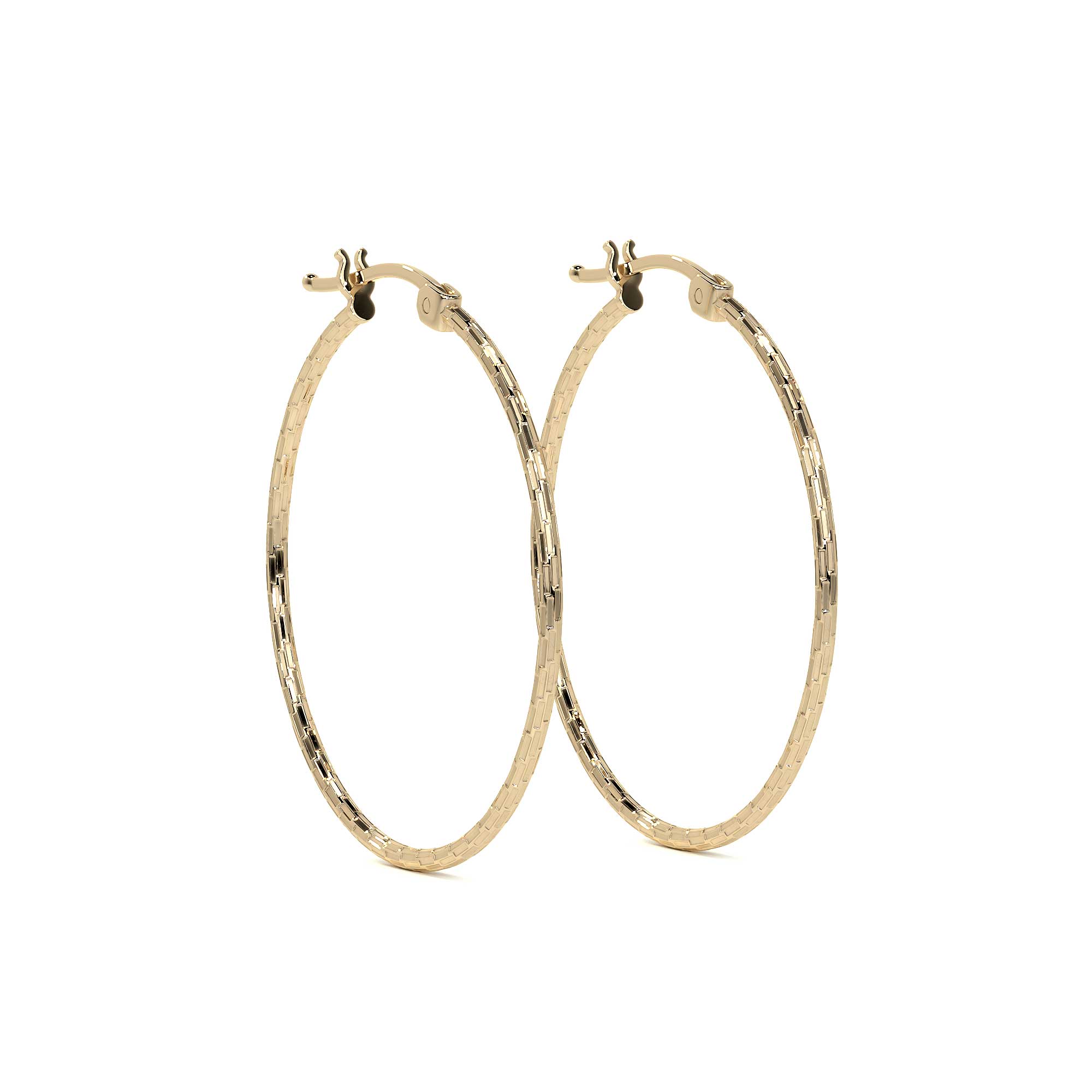 Domino Style 10k Gold Diamond Hoop Earring