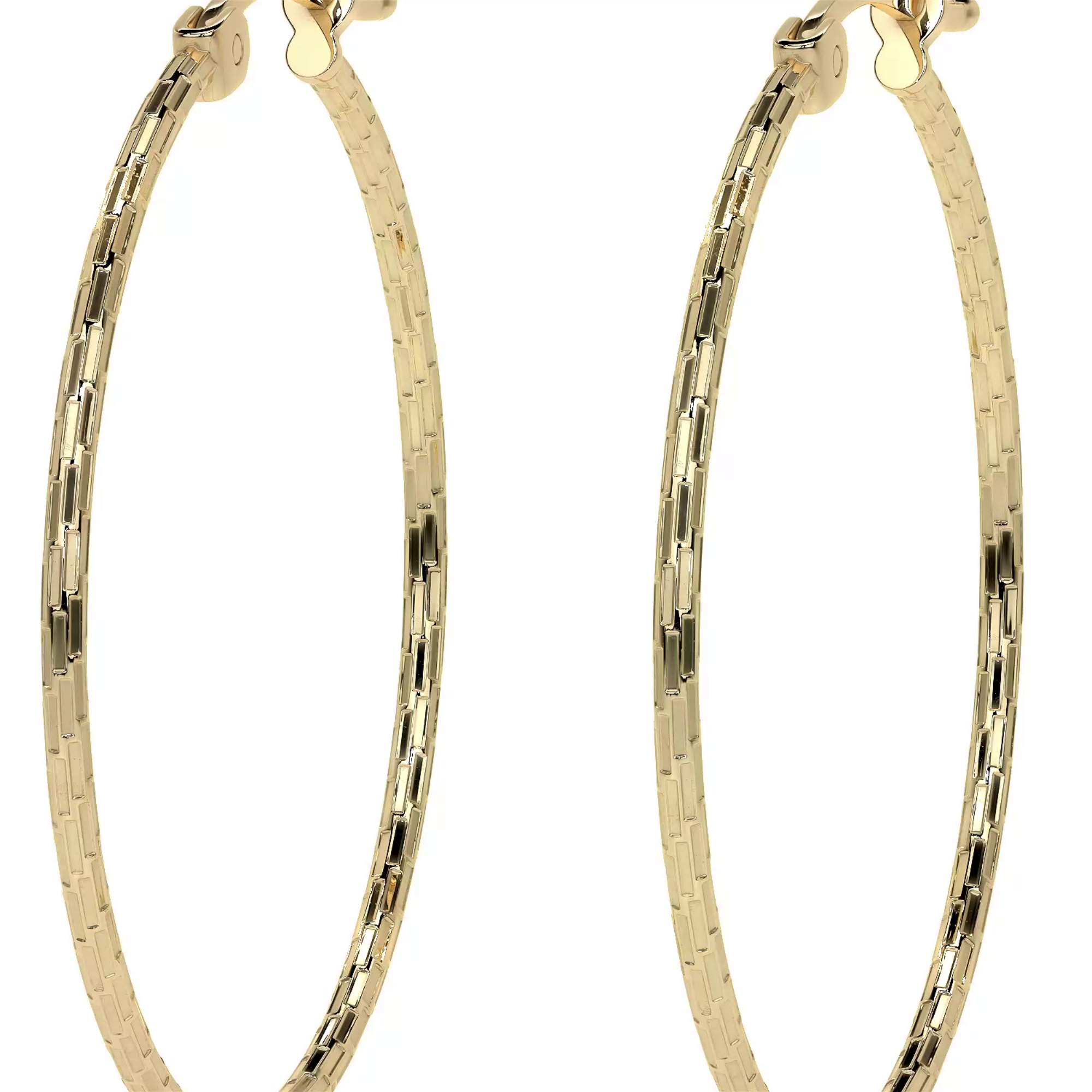 Domino Style 10k Gold Diamond Hoop Earring