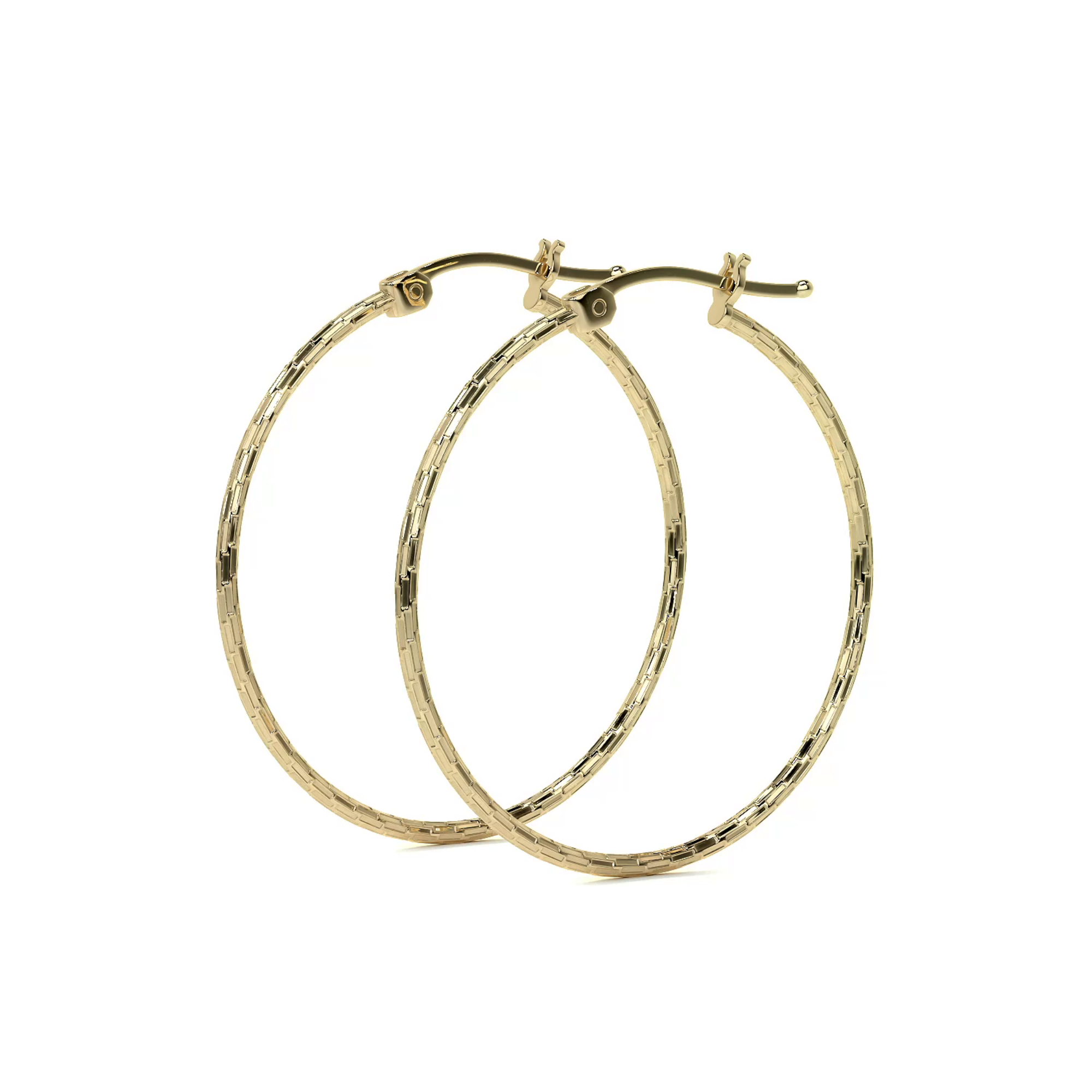 Domino Style 10k Gold Diamond Hoop Earring
