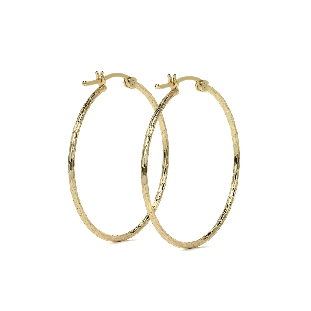 Domino Style 10k Gold Diamond Hoop Earring