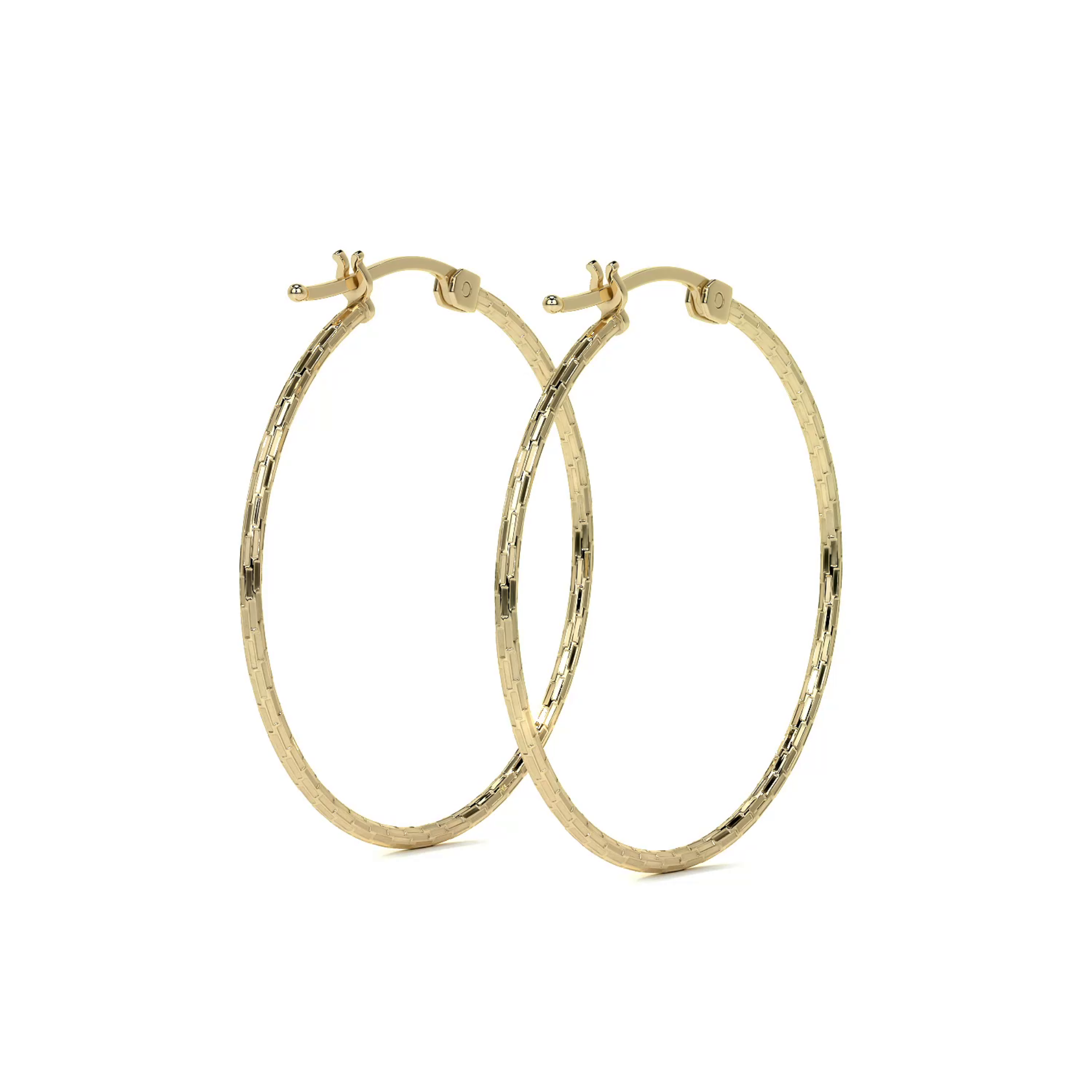 Domino Style 10k Gold Diamond Hoop Earring