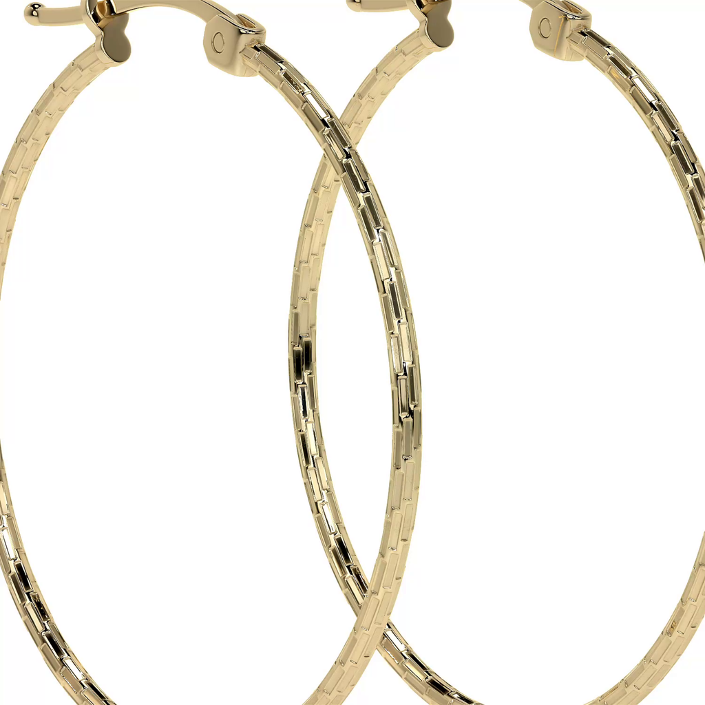 Domino Style 10k Gold Diamond Hoop Earring